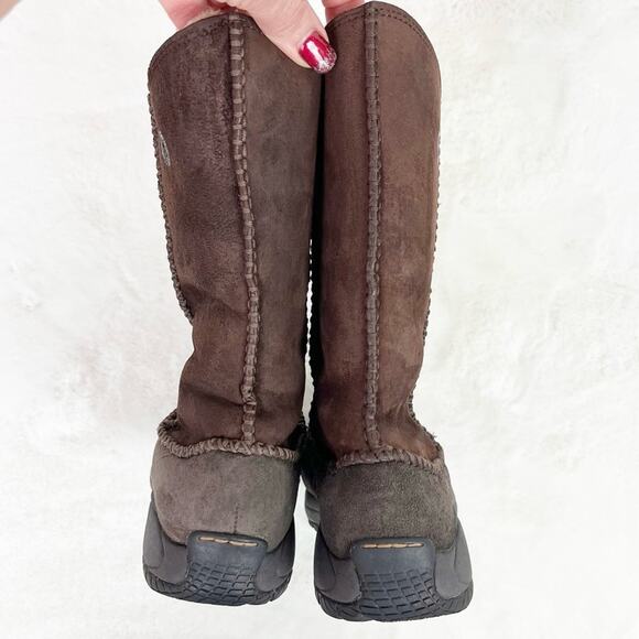 Merrell Suede Boots Mid Calf Winter Two Tone Faux Fur Lined 8 Brown - Picture 5 of 13